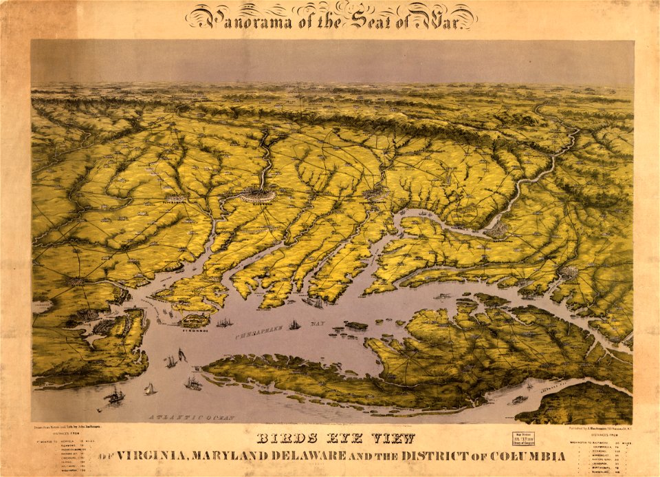 Panorama of the seat of war - bird's eye view of Virginia, Maryland, Delaware, and the District of Columbia LOC 2009583300
