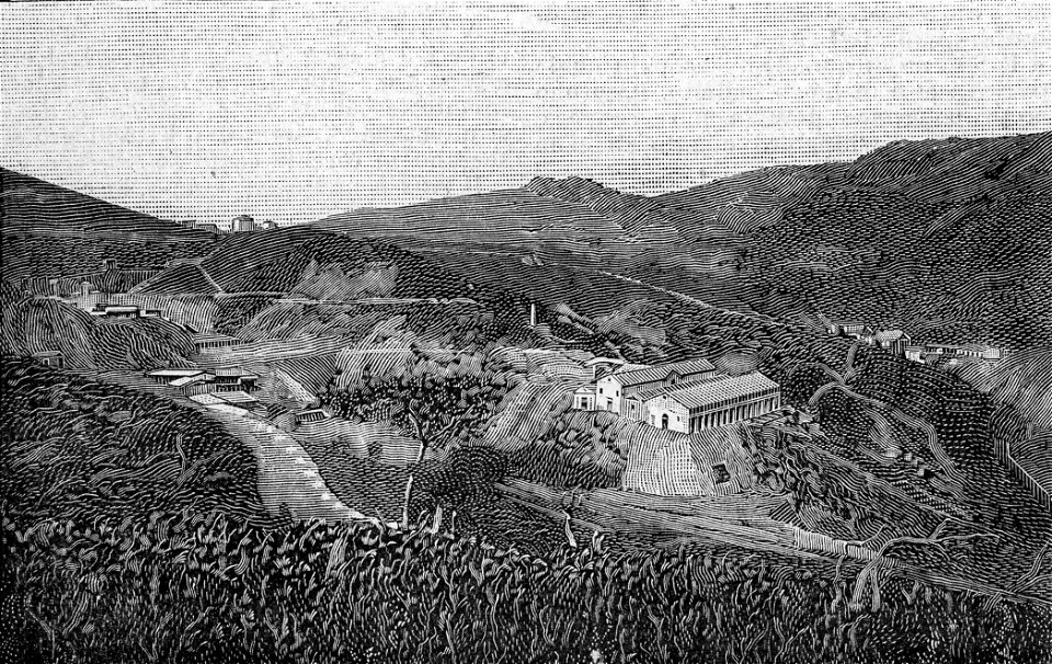 Panorama della miniera di Montevecchio (xilografia)
