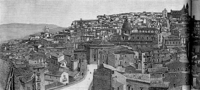 Panorama di Caltagirone (xilografia). a