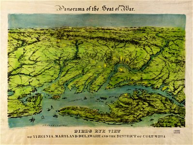 Panorama of the seat of war - bird's eye view of Virginia, Maryland, Delaware, and the District of Columbia LOC 2009583303