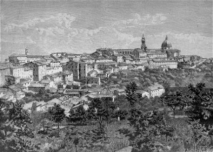 Panorama di Loreto, visto dall’ospedale (xilografia)