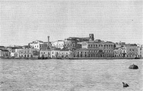 Panorama di Brindisi dal mare (xilografia)