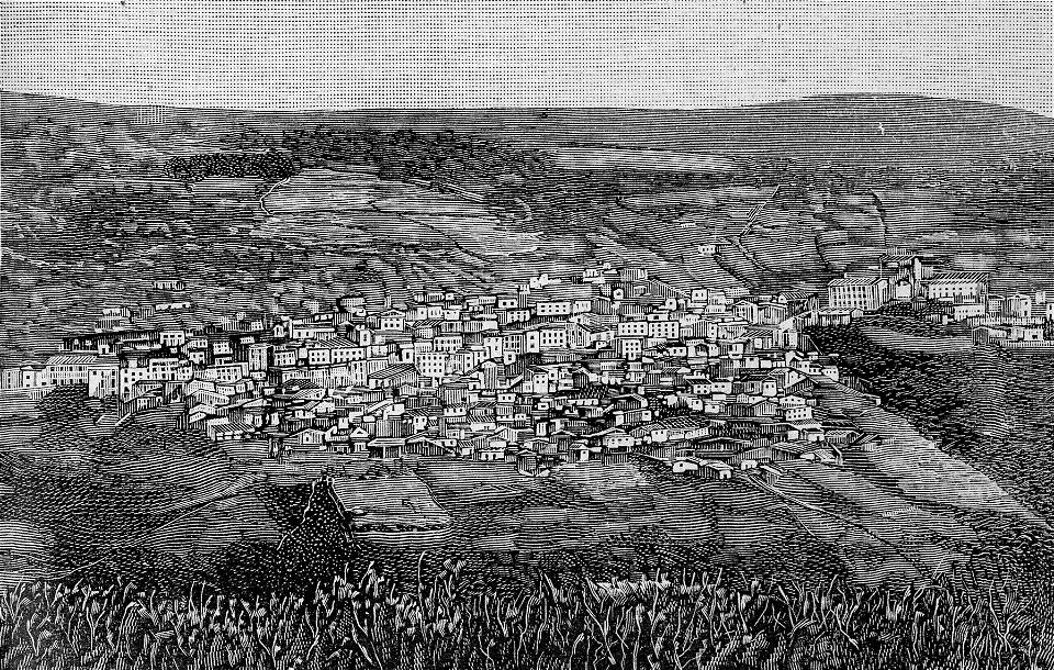 Panorama di Seui (xilografia)