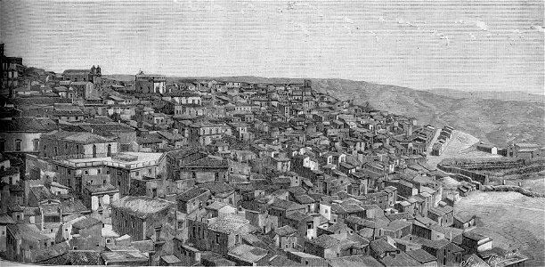Panorama di Caltagirone (xilografia). b