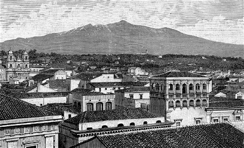 Panorama di Acireale, coll’Etna (xilografia)