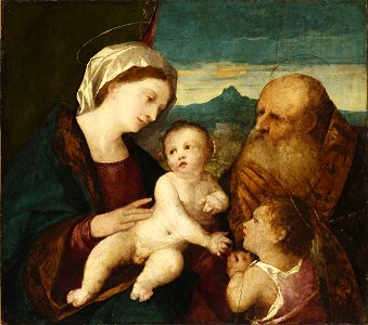 Palma Vecchio - Madonna and Child with the Infant Saint John and a Bishop Saint, 1510s, 6486