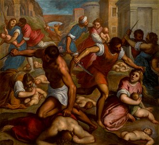 The Massacre of the Innocents by Jacopo Palma (Palma il Giovane). Free illustration for personal and commercial use.