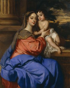 Barbara Palmer (née Villiers), Duchess of Cleveland with her son, Charles Fitzroy, as Madonna and Child by Sir Peter Lely. Free illustration for personal and commercial use.