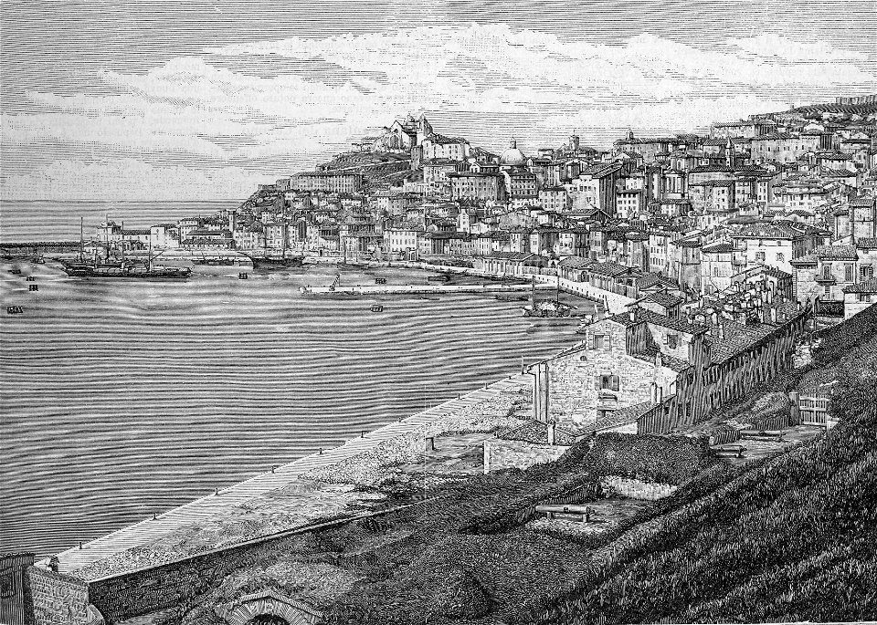 Panorama d’Ancona, veduta presa da Porta Pia (xilografia)