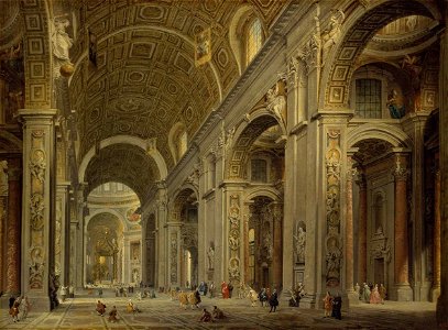 Giovanni Paolo Pannini - Interior of St Peter's in Rome - WGA16972. Free illustration for personal and commercial use.