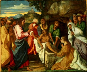 Palma Vecchio, The Raising of Lazarus. Free illustration for personal and commercial use.