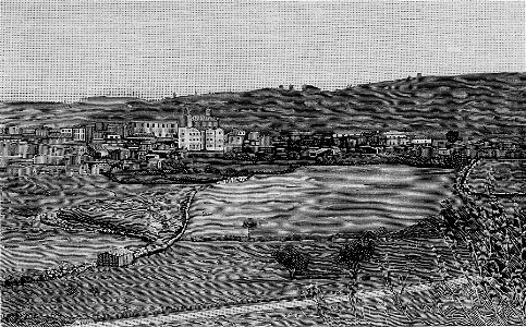 Panorama di Laconi (xilografia)