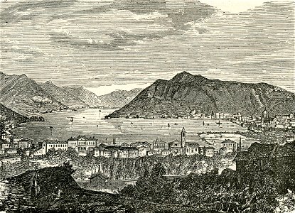 Panorama di Como xilografia