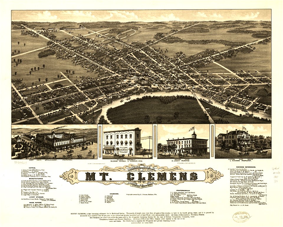 Panoramic view of Mt. Clemens 1881, Macomb Co., Mich. LOC 75694629