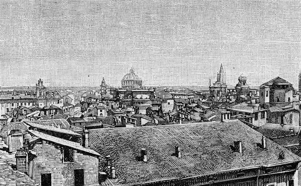 Panorama di Parma, visto dall’Osservatorio Astronomico (xilografia)