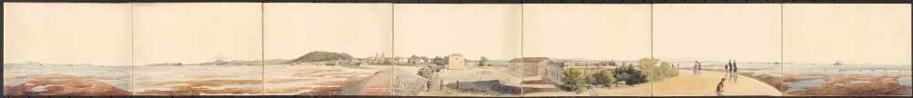 Panoramic view of Panama, 1855, watercolour by James Gay Sawkins