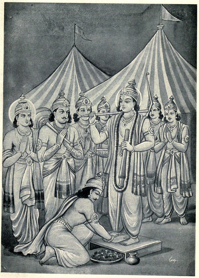 Pandavas welcoming Balarama