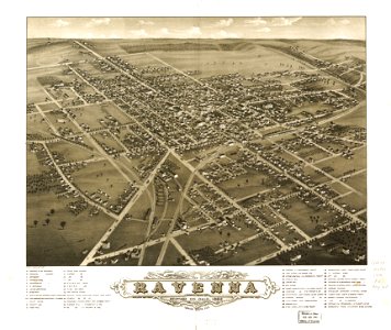 Panoramic view of the city of Ravenna, county seat of Portage Co., Ohio 1882. LOC 73694515