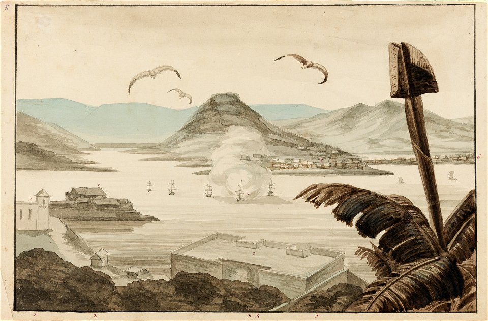 Panorama de la Baie de Rio-Janeiro Prise de Santa Therese Sta. Lucia, Faubourg de la Miséricorde, Promenade Publique, Station des Navires de la Marine Rle. Etrangère, da Coleção Brasiliana Iconográfica