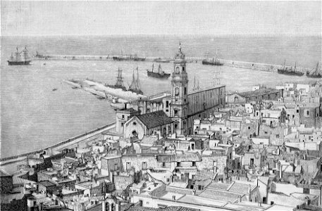 Panorama del Porto Nuovo di Bari (xilografia)