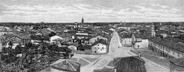 Panorama della città di Cento visto da mezzodì (xilografia)