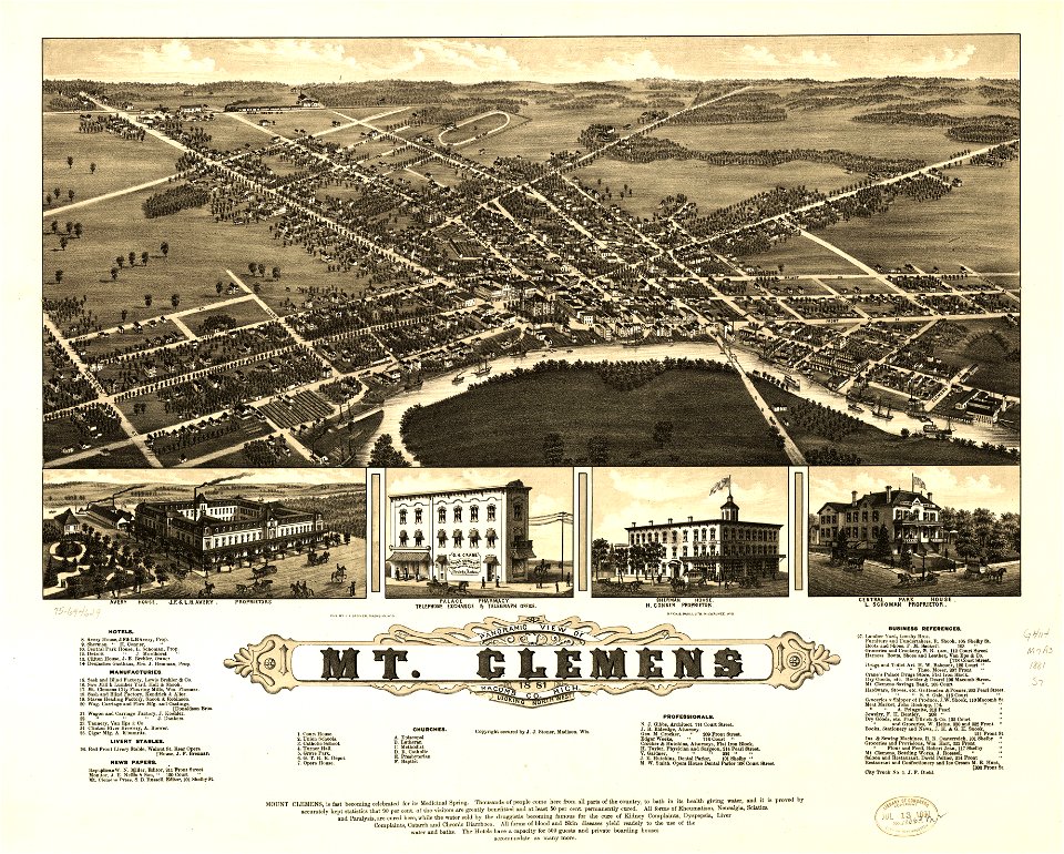 Panoramic view of Mt. Clemens 1881, Macomb Co., Mich. LOC 75694629