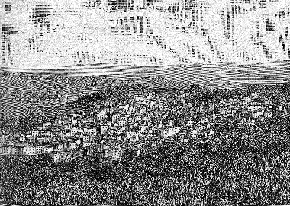 Panorama di Ozieri (xilografia)