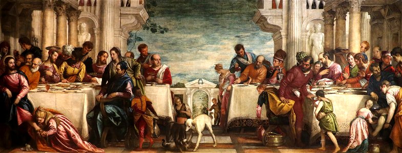 Paolo Veronese (Paolo Caliari 1528-1588) - Cena in casa di Simone (1570) Olio su tela - dimensioni cm 275 x 710 - Pinacoteca di Brera Milano. Free illustration for personal and commercial use.