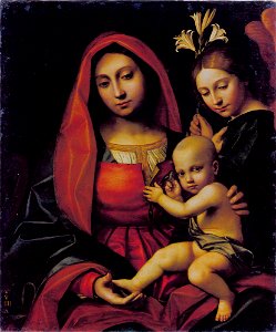 Paolo Morando Cavazzola - Maria met kind en een engel - 1192 - Städel Museum. Free illustration for personal and commercial use.