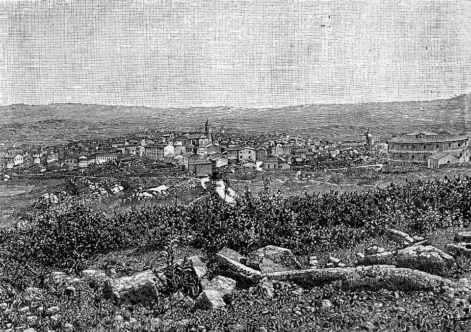 Panorama della città di Tempio (xilografia)