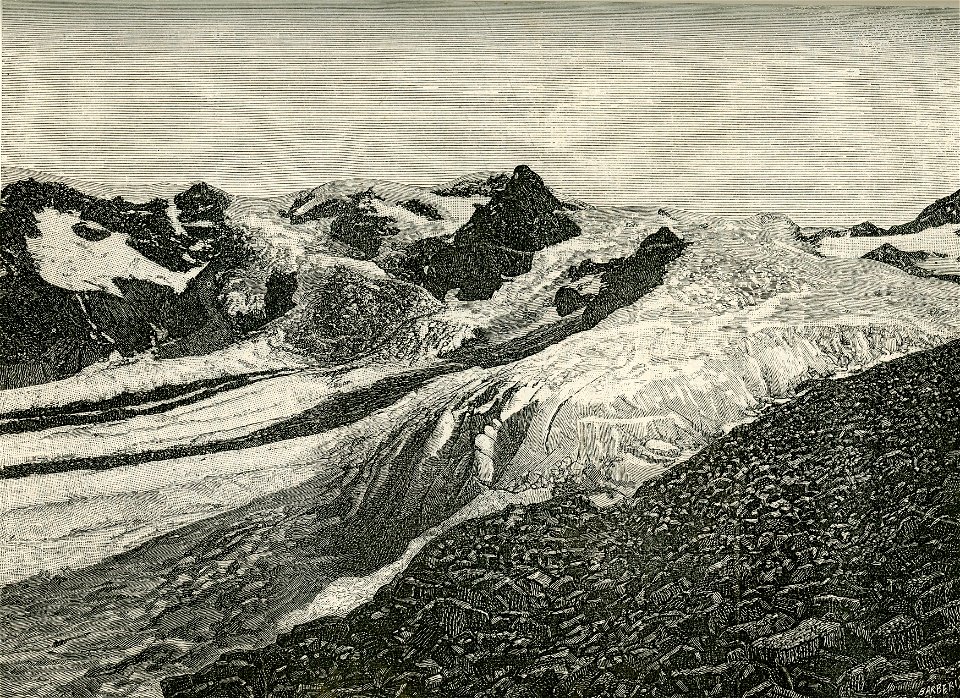 Panorama del ghiacciaio del Lys visto dalla Morena