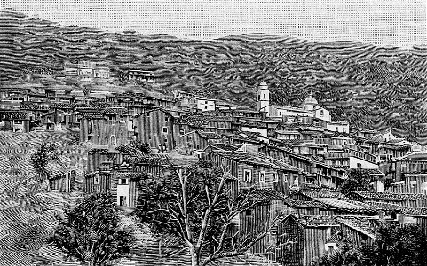 Panorama di Desulo (xilografia)