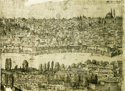 Panorama of Constantinople, Melchior Lorck, Sheet 14, 1559 (cropped)