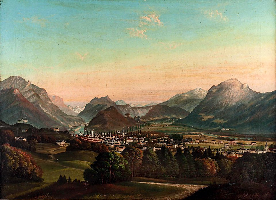 Panoramablick auf Bad Reichenhall und ins Saalachtal 19Jh