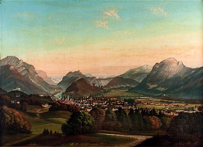 Panoramablick auf Bad Reichenhall und ins Saalachtal 19Jh