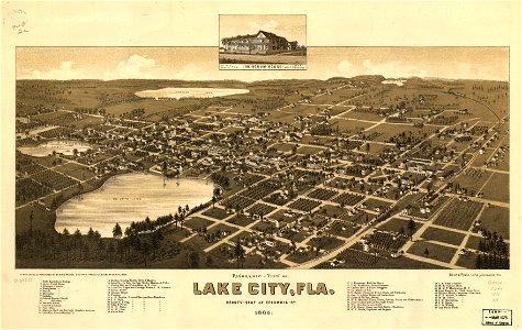 Panoramic-view of Lake City, Fla. county seat of Columbia Cty. 1885. LOC 75693183