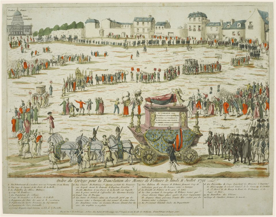 Panthéon - Ordre du cortege pour la translation des manes de Voltaire le lundi 11 juillet 1791 (bgw18 0471)