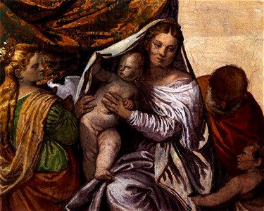 Paolo Veronese - Holy Family with St Catherine and the Infant St John - WGA24911. Free illustration for personal and commercial use.