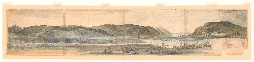 Panoramic view of West Point, New York showing American encampments on the Hudson River LCCN2004678934