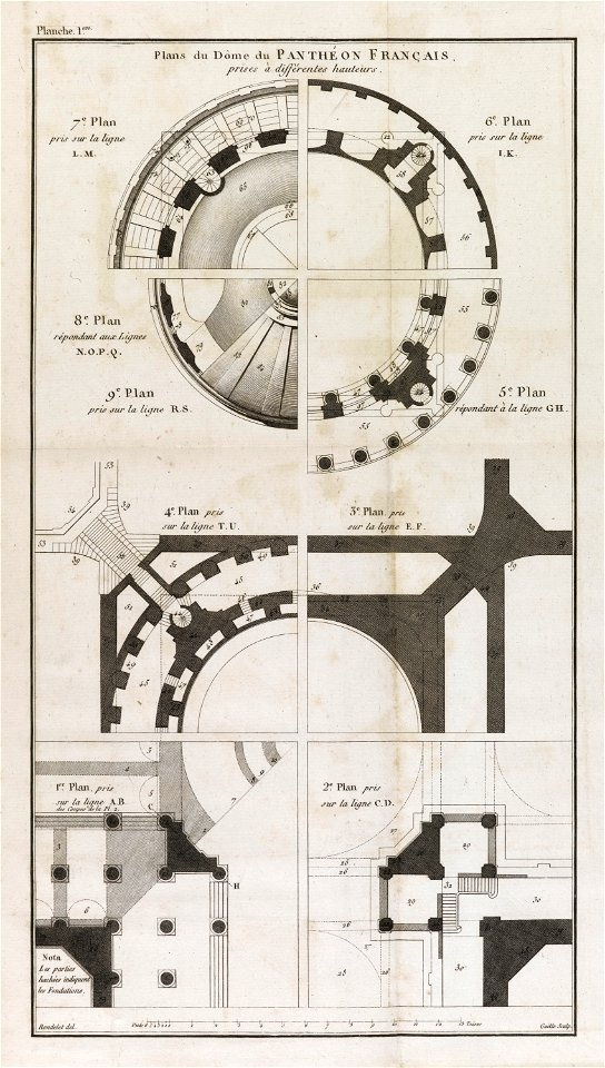 Panthéon - Plans du Dôme du Panthéon Français prises (sic) à différentes hauteurs (phbw11 0195)