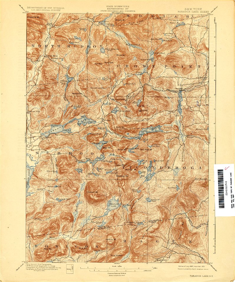 Paradox Lake New York USGS topo map 1895