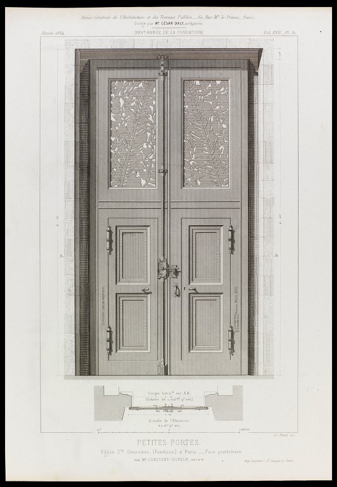 Panthéon - Petites portes. Église Sainte-Geneviève (Panthéon) à Paris. Face postérieure (phbw10 0864)