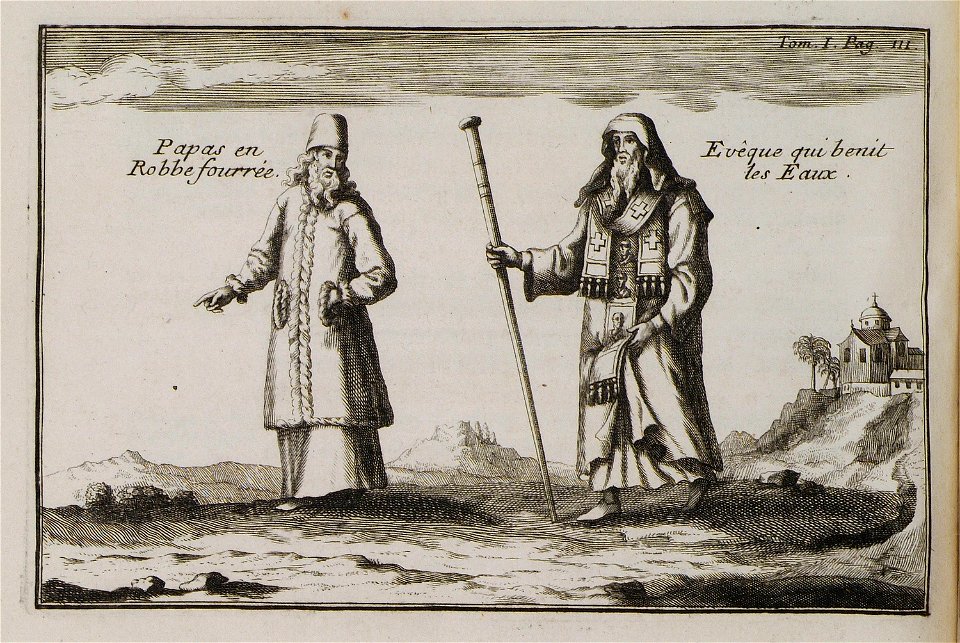 Papas en Robbe fourrée Evêque qui benit les Eaux - Tournefort Joseph Pitton De - 1717