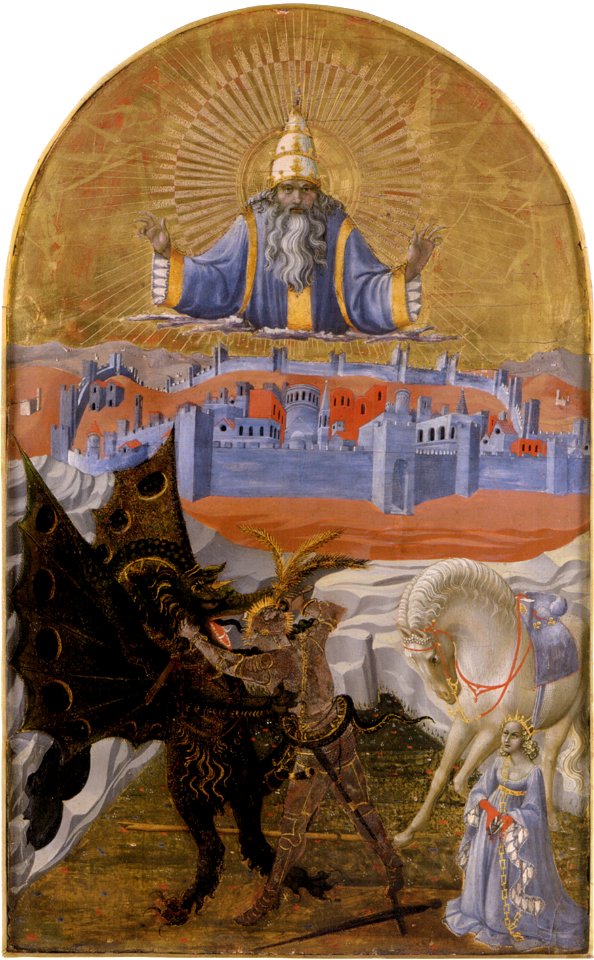 Paolo uccello, san giorgio e il drago, melobourne, 1423-25 ca