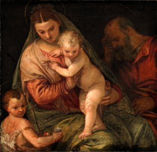 Paolo Veronese - De heilige familie met de kleine Johannes. Free illustration for personal and commercial use.