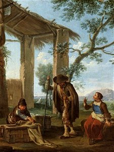 Paolo Monaldi (1720-1799) - Peasants by a Shelter, Coney Catchers - 732160 - National Trust