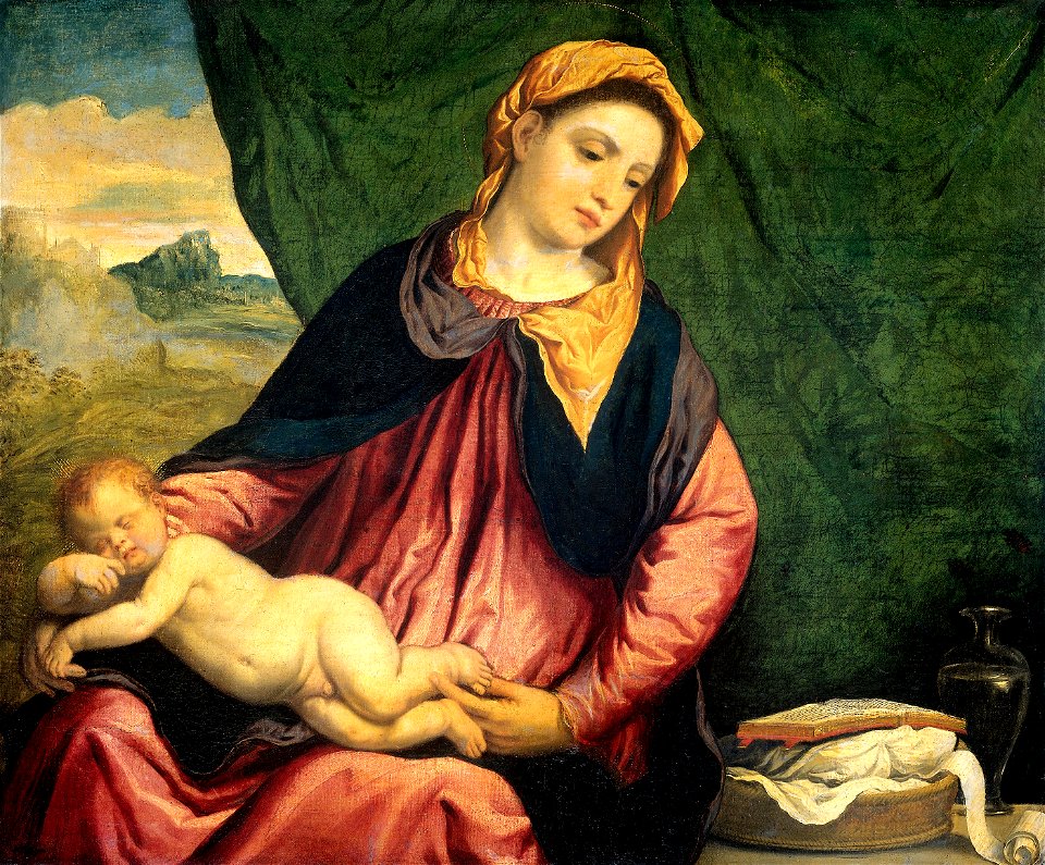 Paris Bordone - Madonna met slapend kind