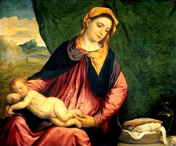 Paris Bordone - Madonna met slapend kind