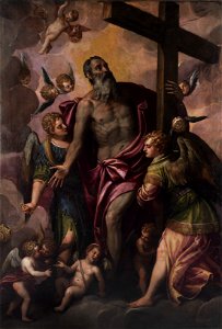 Paolo Veronese und Werkstatt Gottvater hält das Kreuz