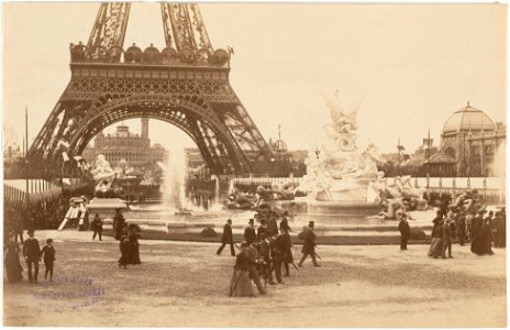 Paris Exposition 1889 Champ-de-Mars towards Trocadero. Free illustration for personal and commercial use.